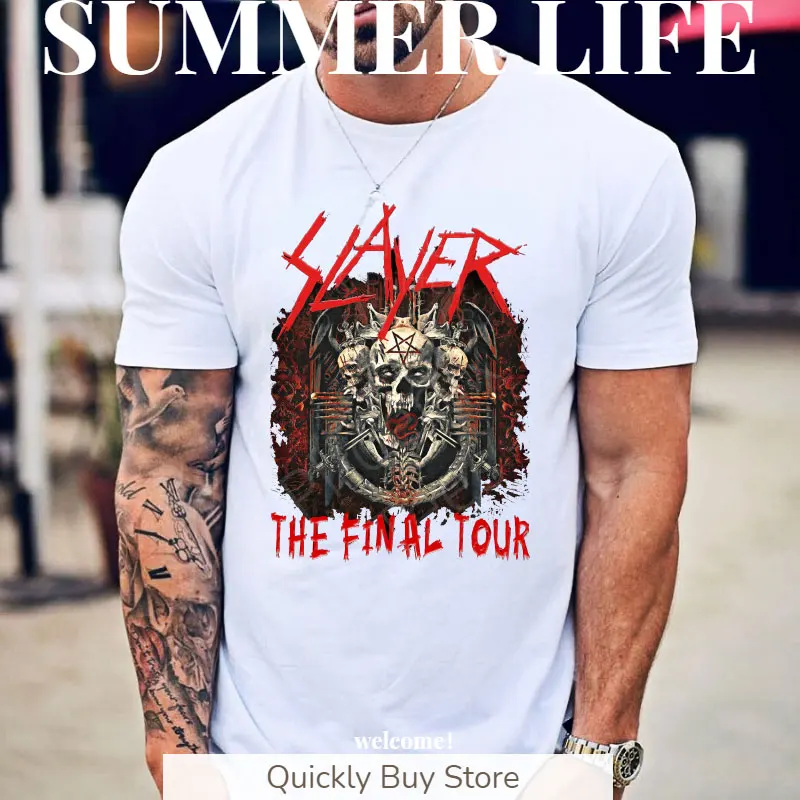 Punk Rock T-shirts ModaL Y2k Tops Metal Band Women\'s -shir T Shirt for Men Cool Slayer Summer 2023 New Slayer Men\'s Clothing