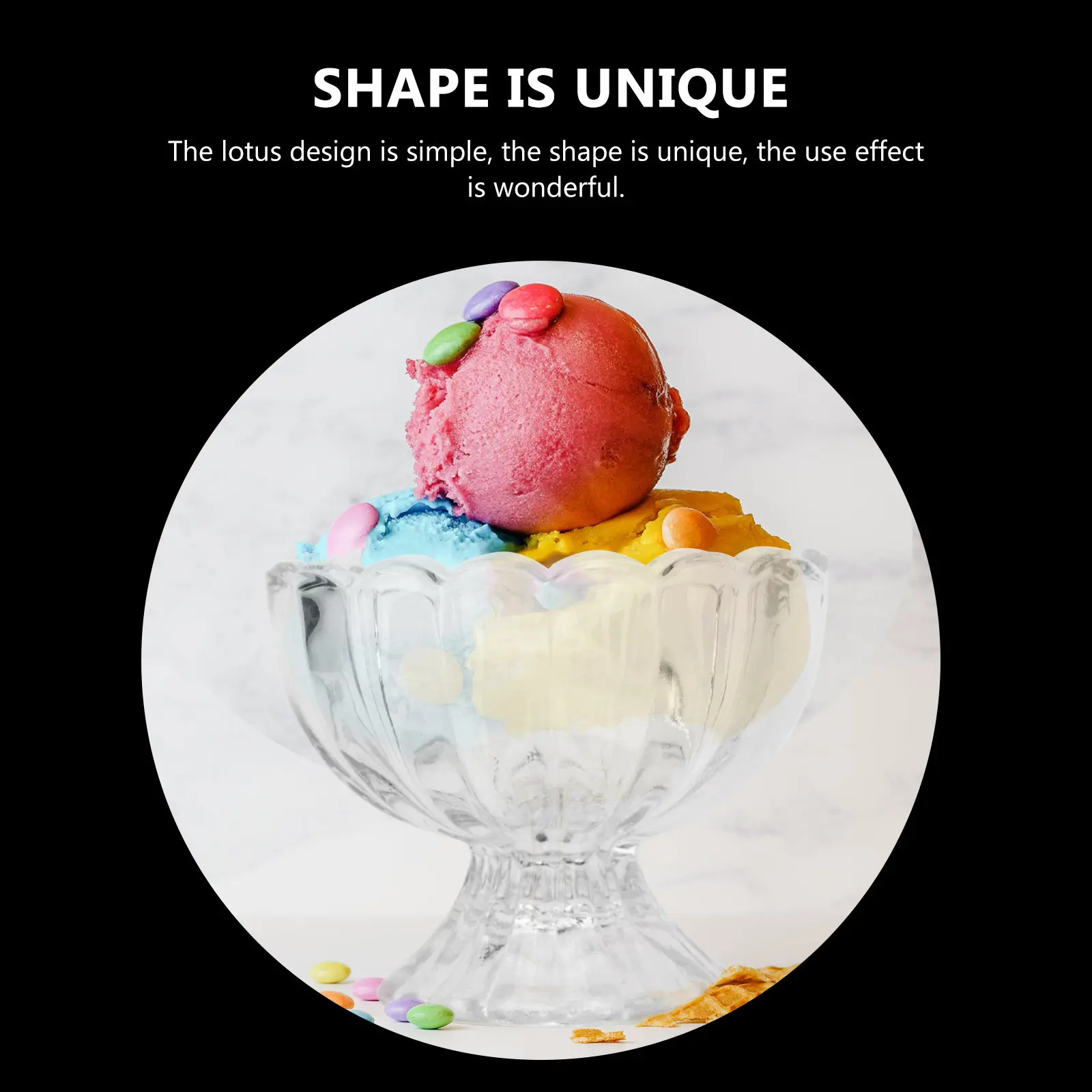 

5Pcs Elegant Ice Cream Glass Bowl Pudding Cup Lotus Motif Clear Cup for Beverage Dessert Fruit Salad Glass Mug