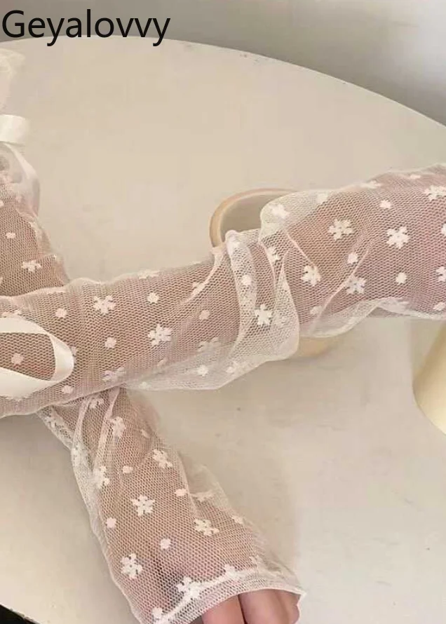 Papillon in pizzo stile giapponese Y2K Maniche per braccio di protezione solare Lolita Dolce ragazza carina JK Accessori per maniche lunghe estive alla moda