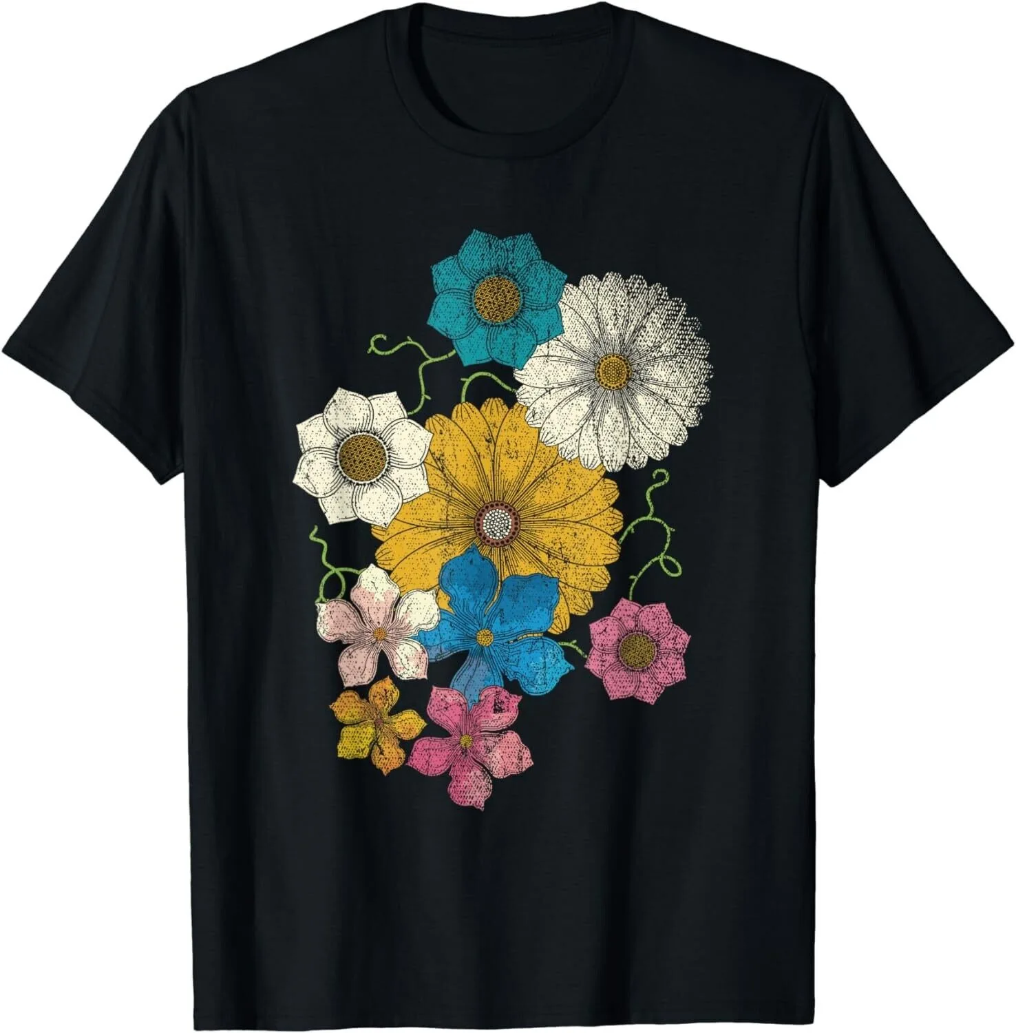 Flower Blossoms Vintage Wildflower Floral Botanical Gift Unisex T-Shirt S-5XL