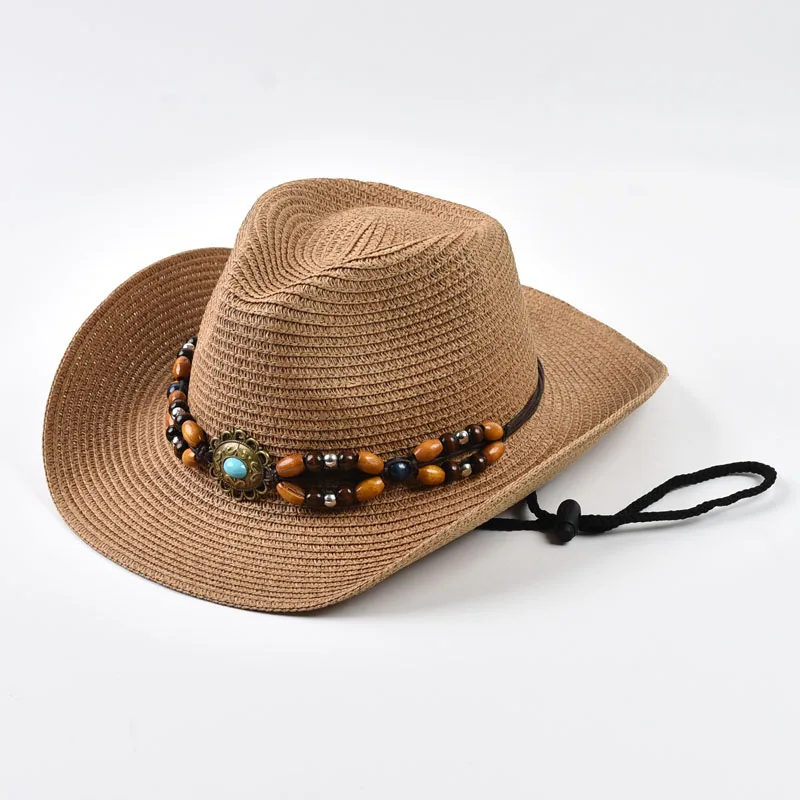Straw Western Cowboy Hat For Woman Men Foldable Wide Brim Summer Sun Hats Outdoor Vacation Beach Cowgirl Hat