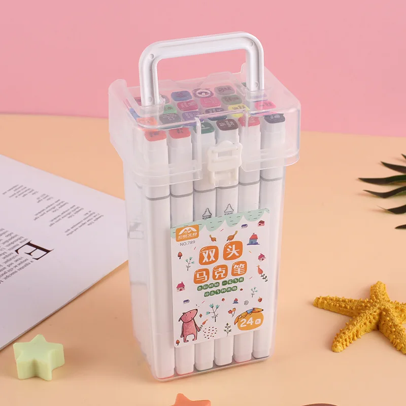 12/24/36/48 لون برأسين قلم تحديد صغير الفن القرطاسية رسم مجموعة أقلام ملونة أقلام ملونة مائية #2