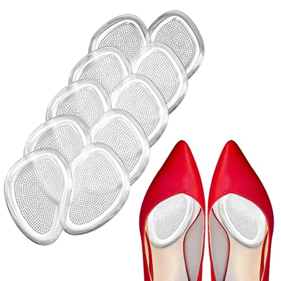 

Metatarsal Pads for Women Ball of Foot Cushions 10PCS Clear Gel Forefoot Pads with Adhesive Backing Reusable Foot Pads for Heel