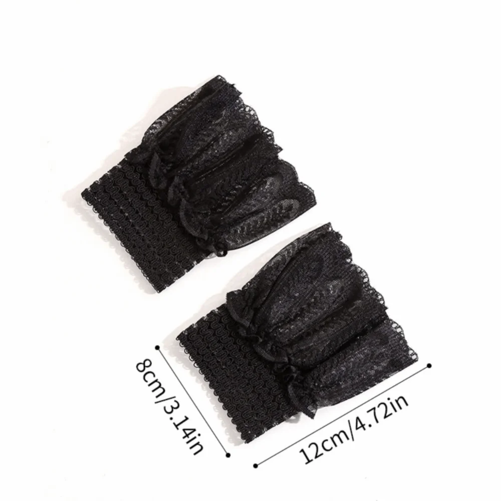 1 par versátil elegante punhos falsos padrão bordado cor sólida punhos falsos finos destacáveis pulseira decorativa para mulher