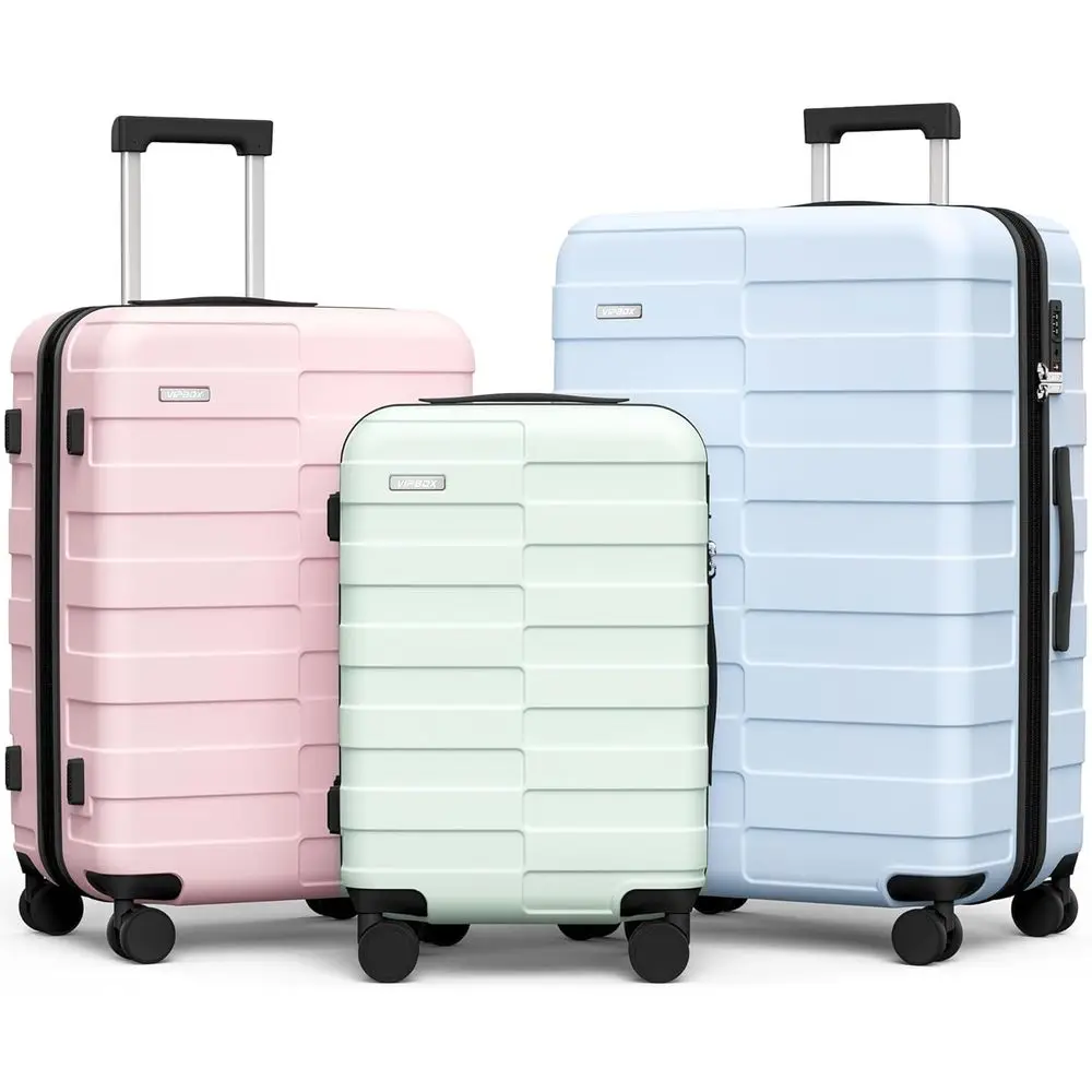 

Lage Sets 3 Piece (3-YEARS VIP SERVICE) Harde Expandable Ultra Durable 100% PC Lightweight Carry On amily Travel Suitcase Set wi