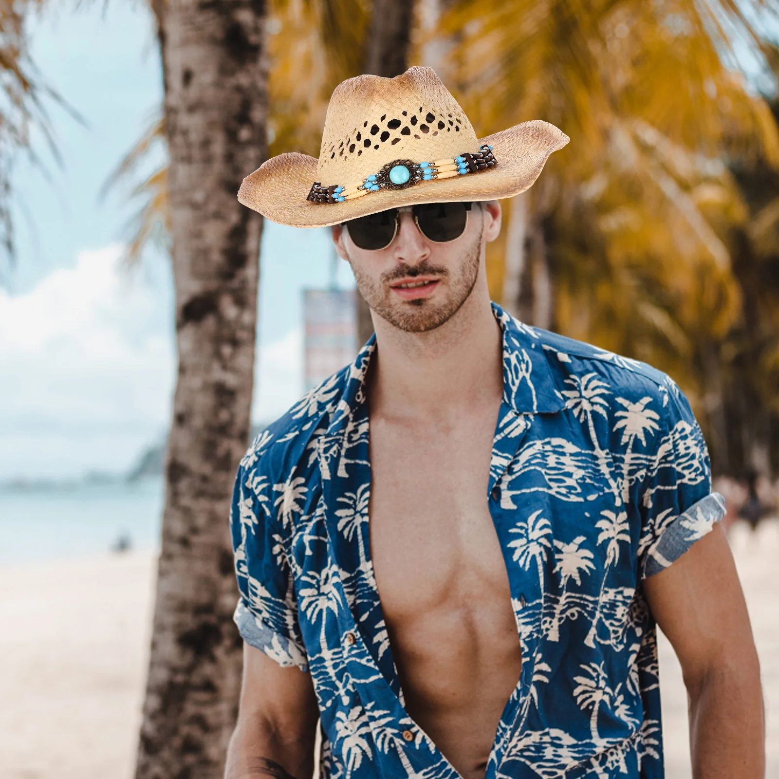 

Cowboy Hat Straw Trucker Hats for Women Beach Visors Hiking Sun Protection Outdoor Travel Accessories Durable Straw Cowgirl Sun