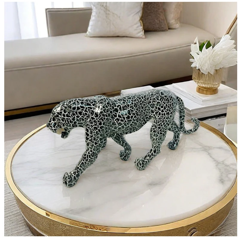ERMAKOVA Abstract Panther Statue Leopard Sculpture Resin Cheetah Figurine Desktop Table Top Ornament Home Office Decor Gift