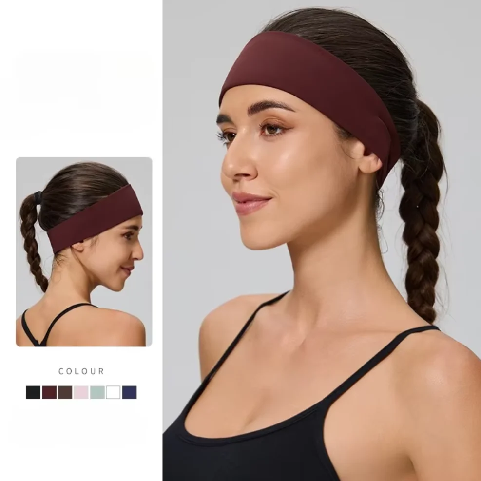 Women Sports Sweat Headband Wide Elastic Yoga Hair Bands Non Slip Quick Dry Running Fitness Gym Workout Hair Wrap Turban Head