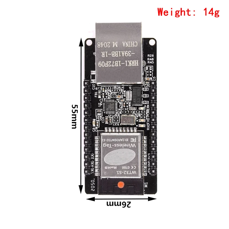 Imagem -02 - Placa de Módulo sem Fio com Porta Serial Embutida Rede Ethernet Compatível com Bluetooth Wi-fi Combo Gateway Mcu Esp32 Wt32-eth01