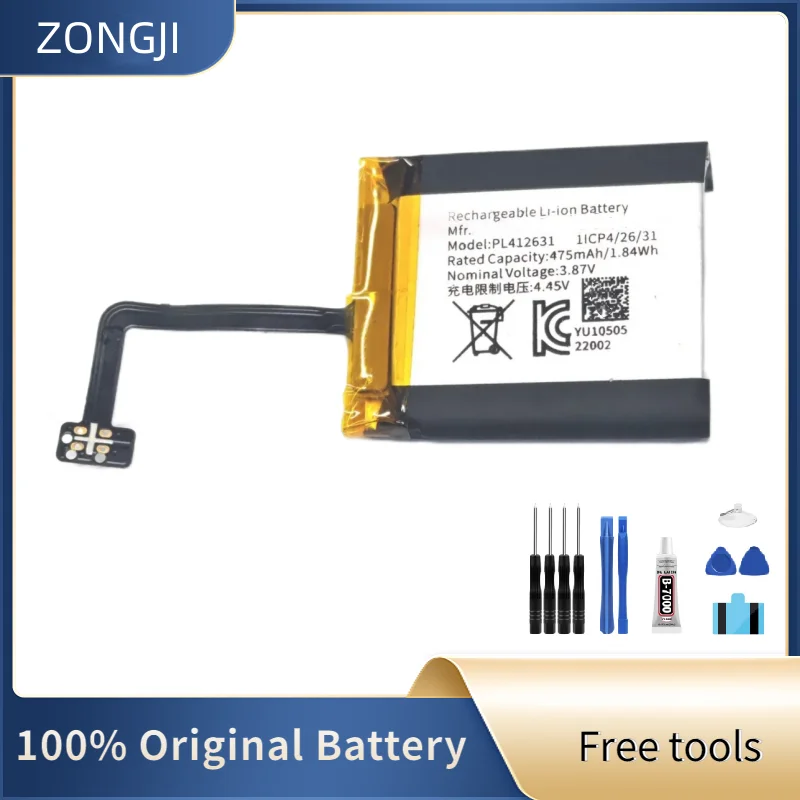 ZONGJI New Compatible Battery For Huami Amazfit GTR 4 47mm 475mAh PL412631 Smart Sports Watch Batteries + Free Tools