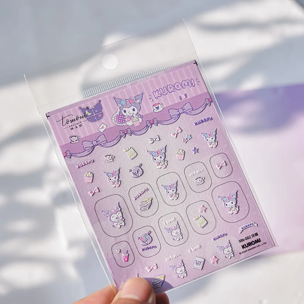 1PCS Sanrio Kuromi Nail Stickers 5D Embossed Lasting Relief Design Waterproof Nail Decals Stylish Design Manicure Accessories