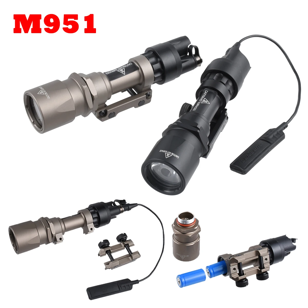 Tactical Surefire M951 M952V LED Powerful Strobe Metal Flashlight Scout Light Cover QD Mount Hunting Weapons Lamp 20mm Rail