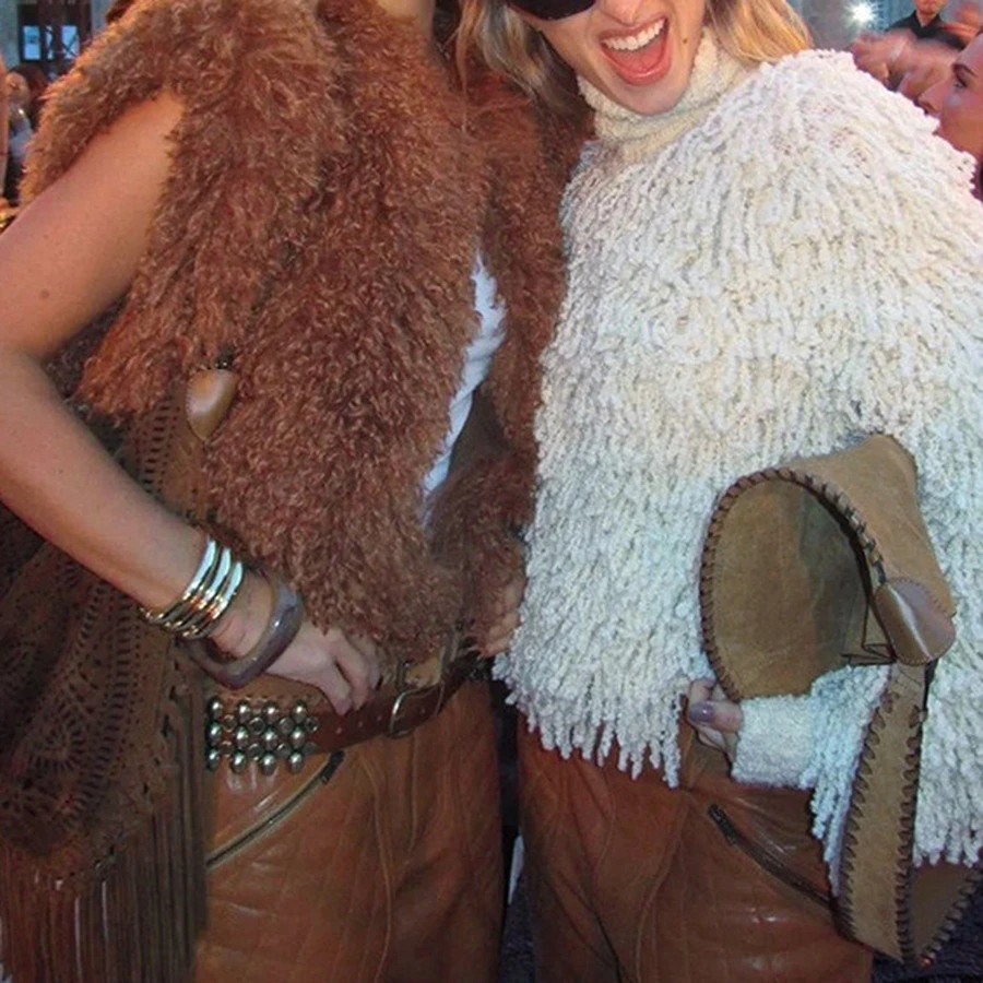 

Y2K Clothes Quality Women's Faux Fur Vest Fall Winter Fashionable Solid Color Fuzzy Sleeveless Outerwear Warm Vests