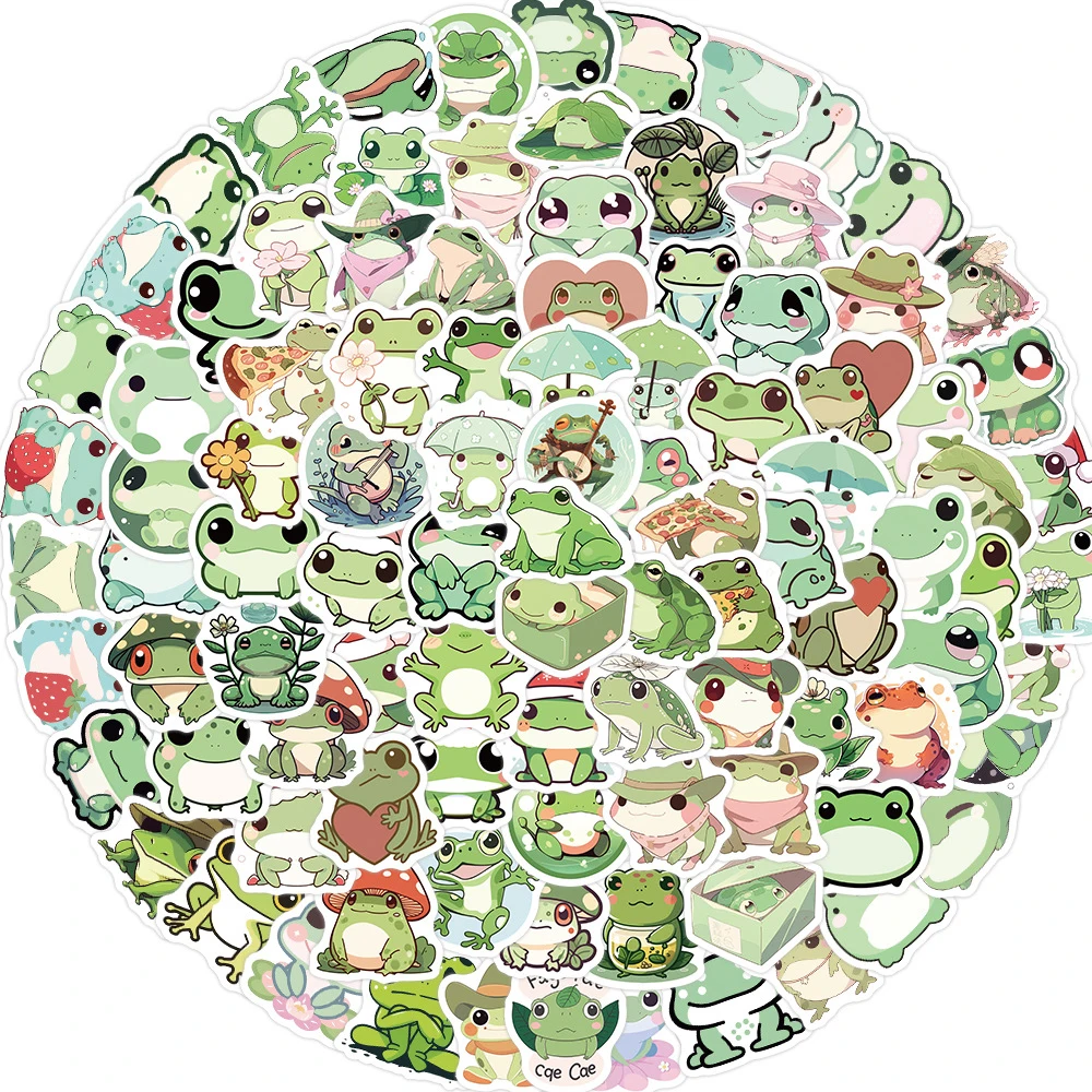10/30/50/100 Stück niedliche Cartoon-Tier kleiner Frosch Graffiti Aufkleber Kawaii Aufkleber Laptop Telefon Kühlschrank Koffer ästhetische Aufkleber