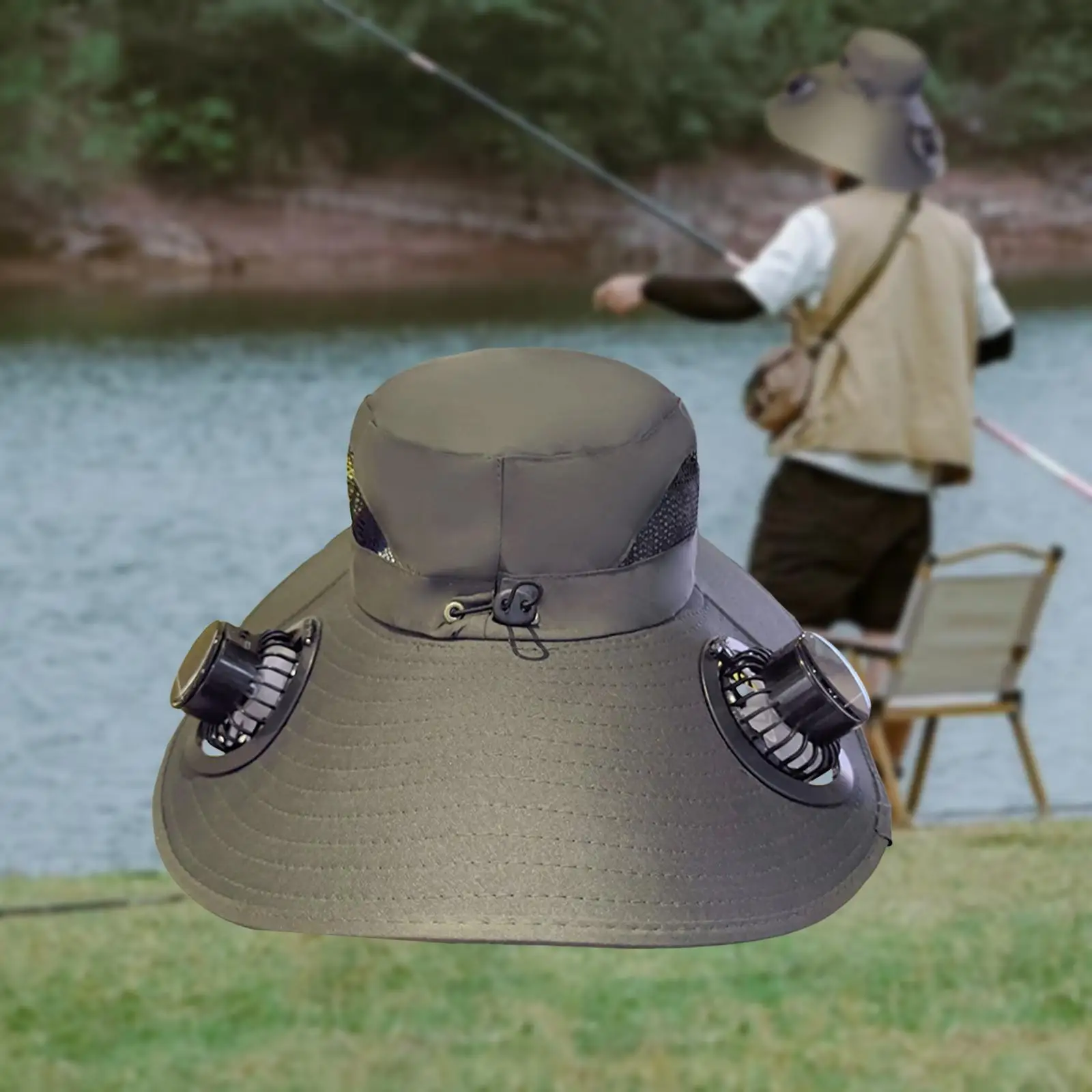 

Solar Fan Hat USB Solar Powered Wide Brim Sun Hat for Fishing Hiking Beach