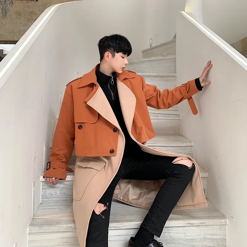 

Winter New Sle Men's Korean Version Thiened Mid-Length Coat Two-Piece Set Faionable Outerwear Briti Sle Windbreaker