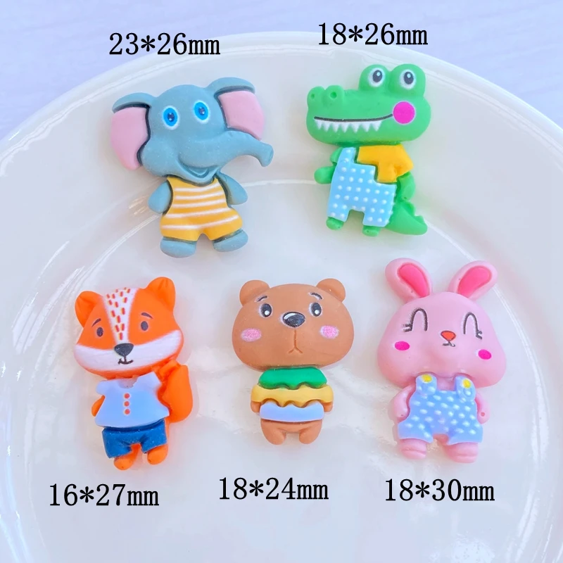 10Pcs Nieuwe Cartoon Dinosaurus Beer Konijn Vos Hars Ambachten Plaksteen Cabochon Ornament Sieraden Maken Nail Hairwear Accessoires