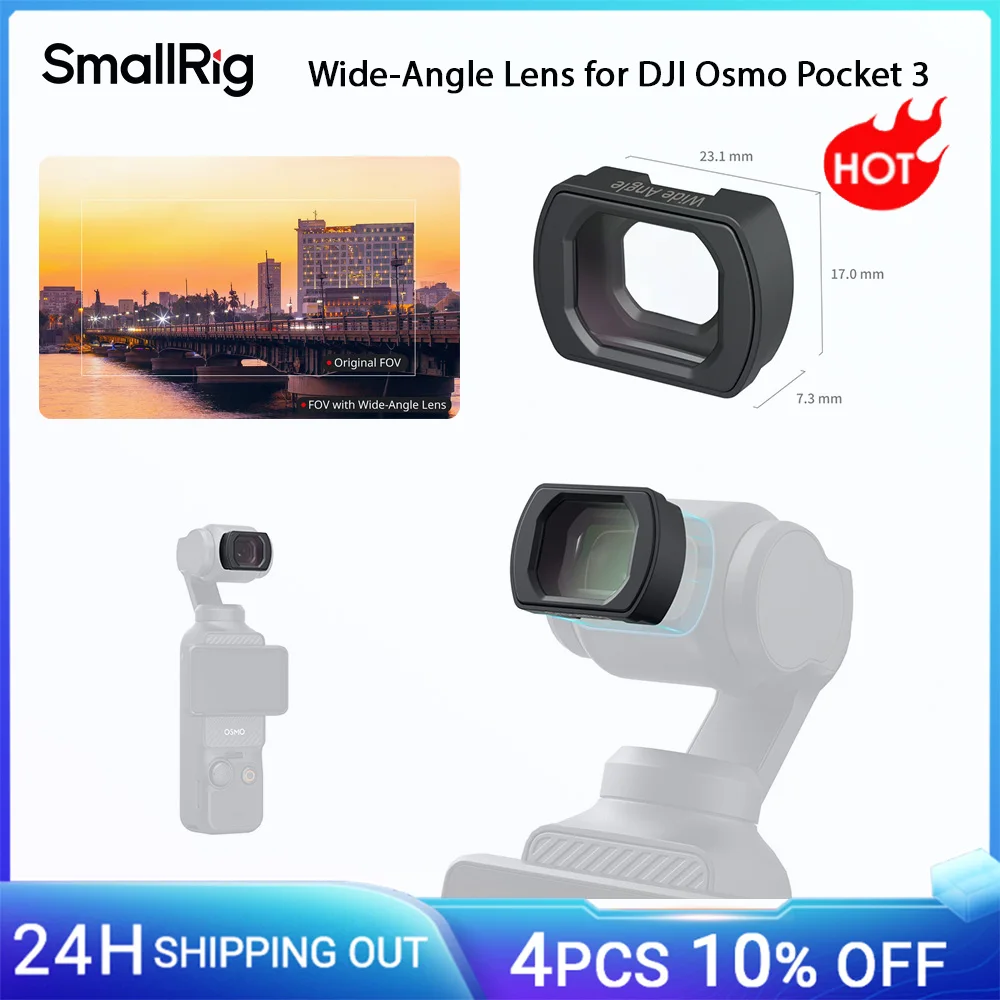 عدسة SmallRig واسعة الزاوية لـ DJI Osmo Pocket 3 توسيع مجال الرؤية إلى 112 °   مشبك مغناطيسي مدمج وخفيف الوزن 5650
