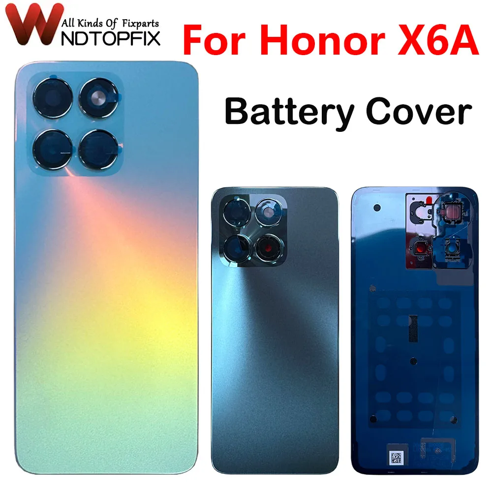 

Задняя крышка аккумулятора 6,56 дюйма для Huawei Honor X6a, ремонт стекла, замена для Honor X6a, задняя дверь, задний чехол с объективом камеры