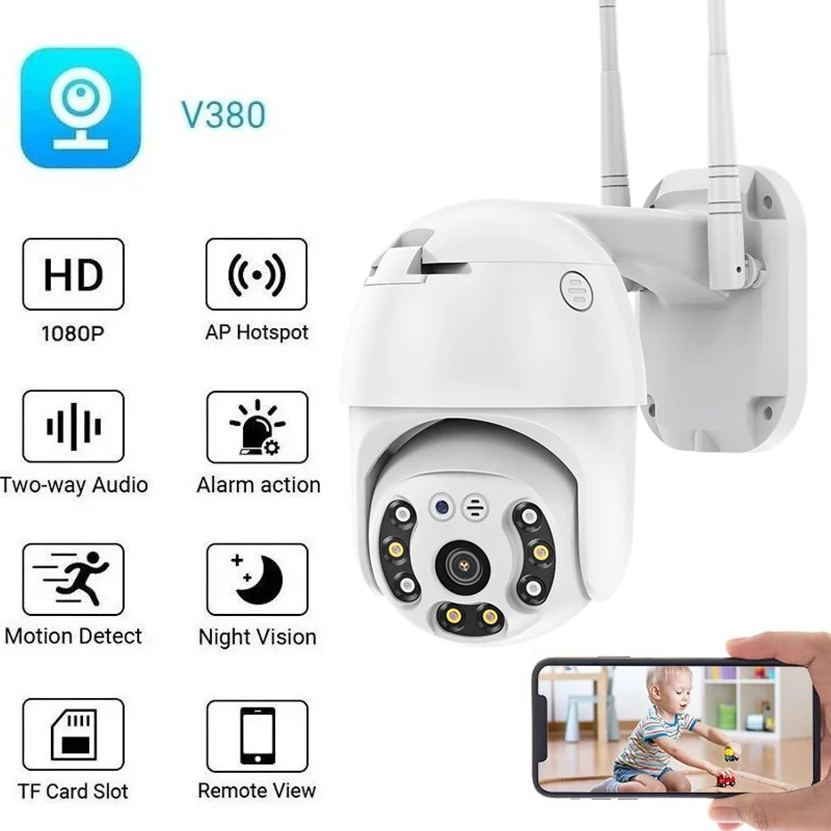 V380 Pro 2MP Surveillance Outdoor Wireless IP Camera Smart Home Two Ways Audio WIFI Security CCTV Camera