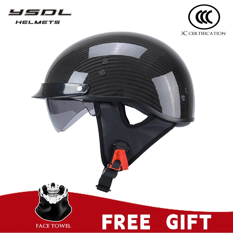 

Retro Cruising Motorcycle Helmet 3C Certified Carbon Fiber Electric Scooter Pedal Riding Lightweight Motorcycle Half Helmet