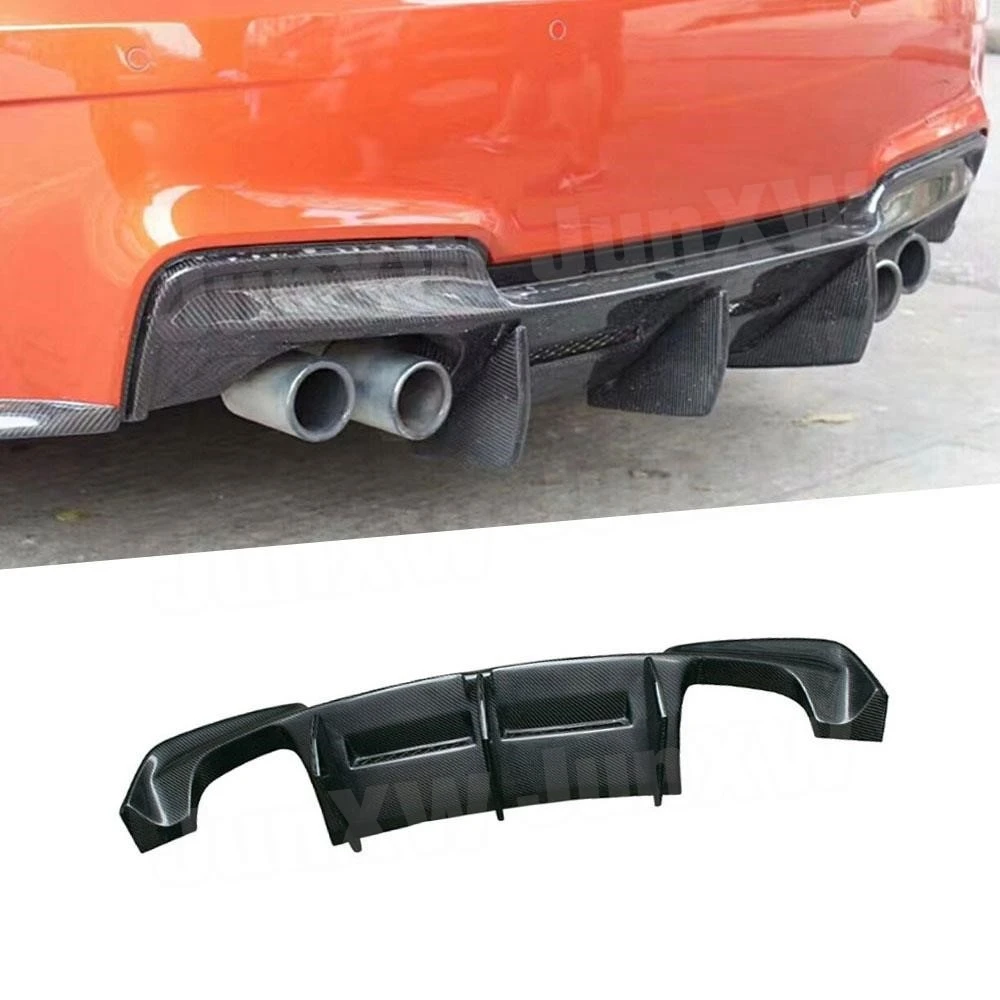 For 1 Series Carbon Fiber Rear Lip Spoiler For BMW E82 1M Coupe 2 Door 2011 FRP Fins Shark Style Diffuser Bumper Guard