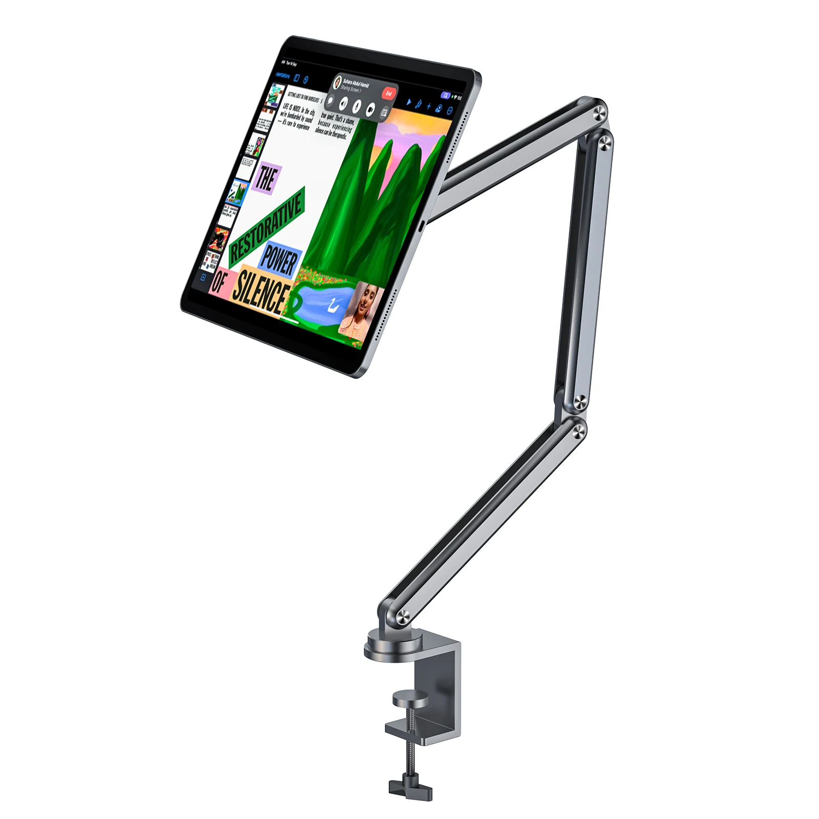 KUXIU Long Arm Magnetic Tablet Holder For iPad Pro 12.9/11,iPad Pro/Air 11/13 inch（2024) Adjustable Foldable iPad Stand For Work