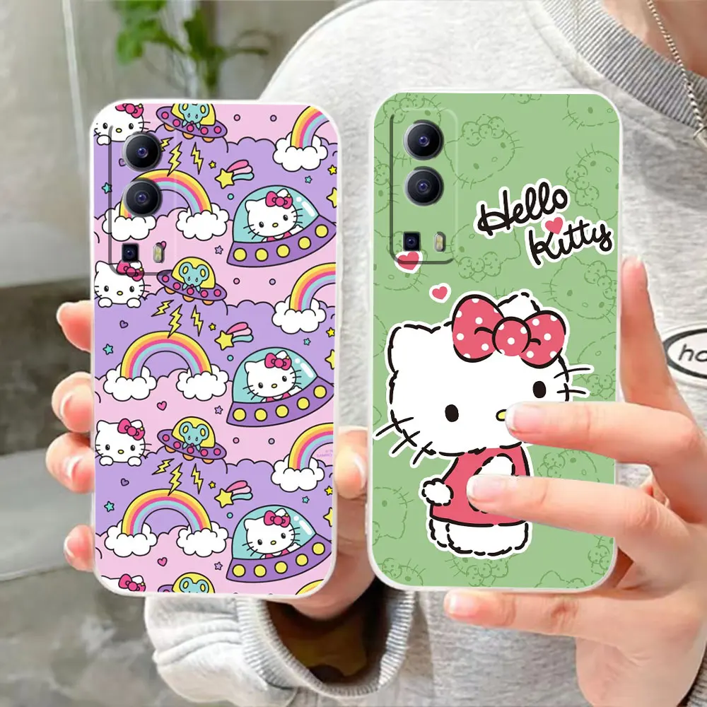 Clear Phone Case For VIVO Y30 Y32 Y33S Y50 Y51 Y52S Y53S Y55S Y76 Y78 V20 V21 V23 V25 5G 4G Case Anime Cute Hello K-Kitty Cat