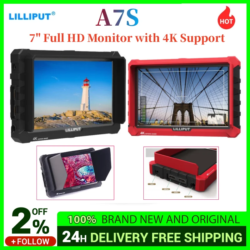 Lilliput A7S 7 Inch 4K HDMI Input& Loop Output 1920x1200 HD IPS Screen Camera Field Monitor Video Assist for DSLR Mirrorless Li