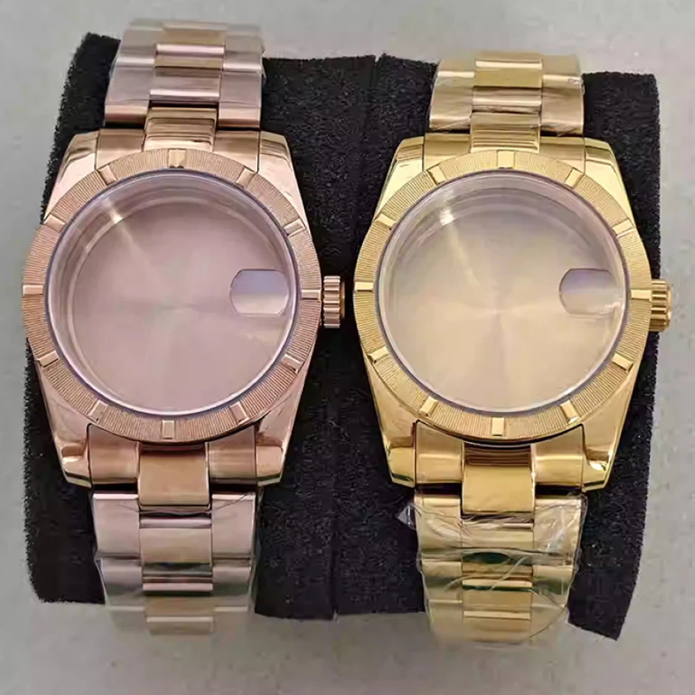 

Stainless Steel Case NH35 Bracelet Sapphire Crystal Watch Case with Watch Strap Set for NH35/NH36/4R Movement Shell 36mm/39mm