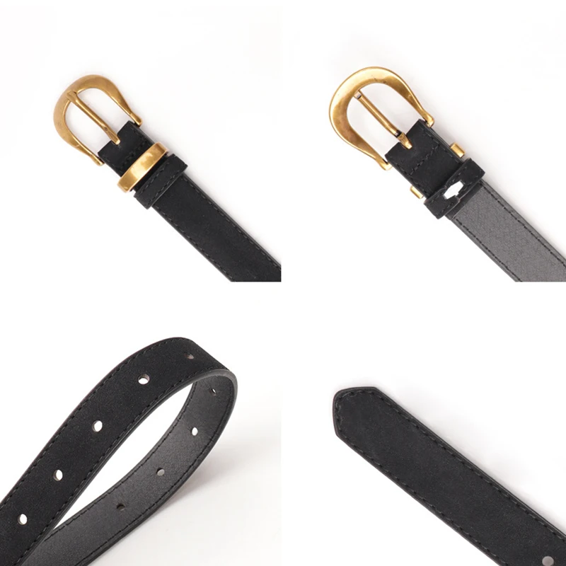 Retro Women Belt Solid Color Imitation Leather Alloy Pin Buckle Women's Belts Simple Fashion Jeans Belts Dress Decorate Belts