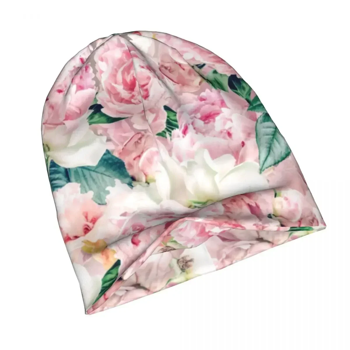 

Real Peonies Caps Flowers Fashion Winter Outdoor Skullies Beanies Hat Spring Warm Dual-use Bonnet Knitted Hat