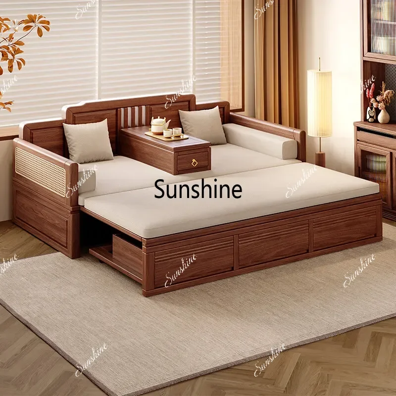 Black walnut Arhat bed, new Chinese storage box, modern simple antique Zen sofa bed