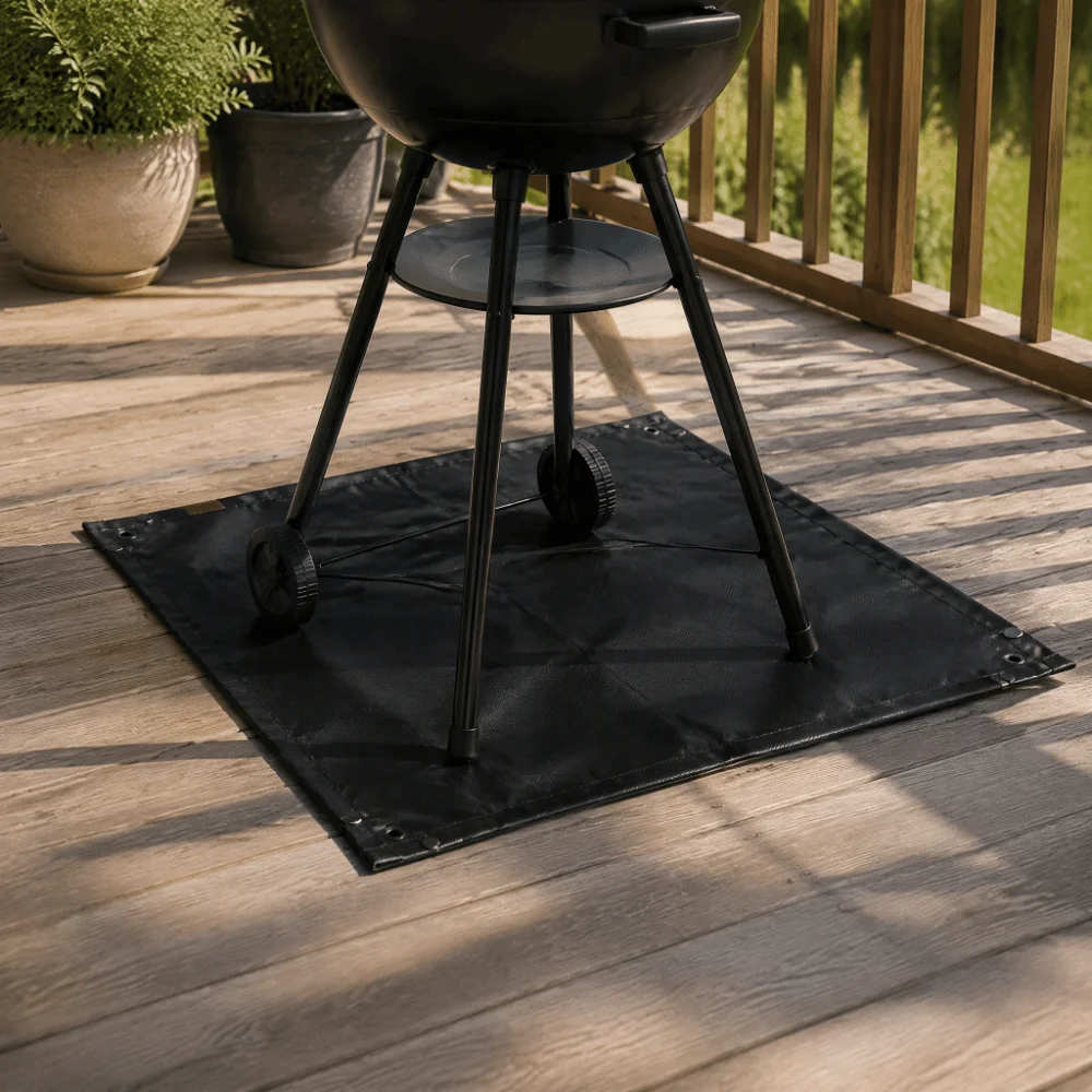 Durable Silicone＋Fiberglass Under Grill Mat Black Protective Pad Grill Floor Pad Outdoor Grade BBQ Mat Outdoor Grill