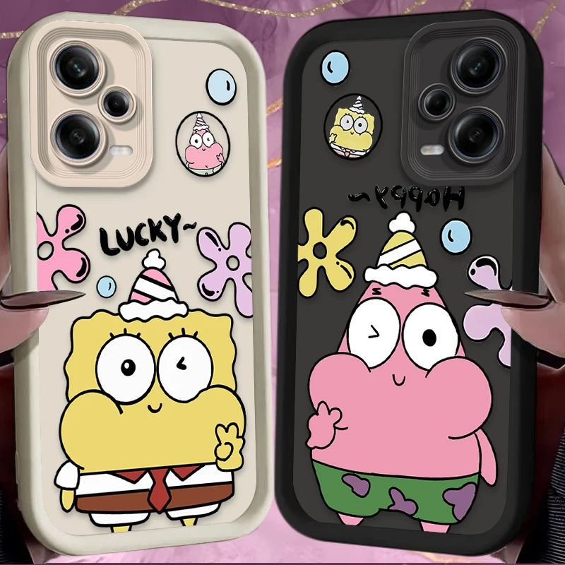 Anime SpongeBobs Phone Case for Xiaomi Redmi Note 13 12 11 Pro Plus 4G 5G 12S 11S 10S 10 9 9S 8 12C 13C A3 Soft Silicone Capa