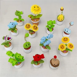 Plants Zombies Hand-Knitted Sunflower Pea Flower Potted Plant Desk Decor For Home Office Ideal Gifts For Friend Table Ornaments