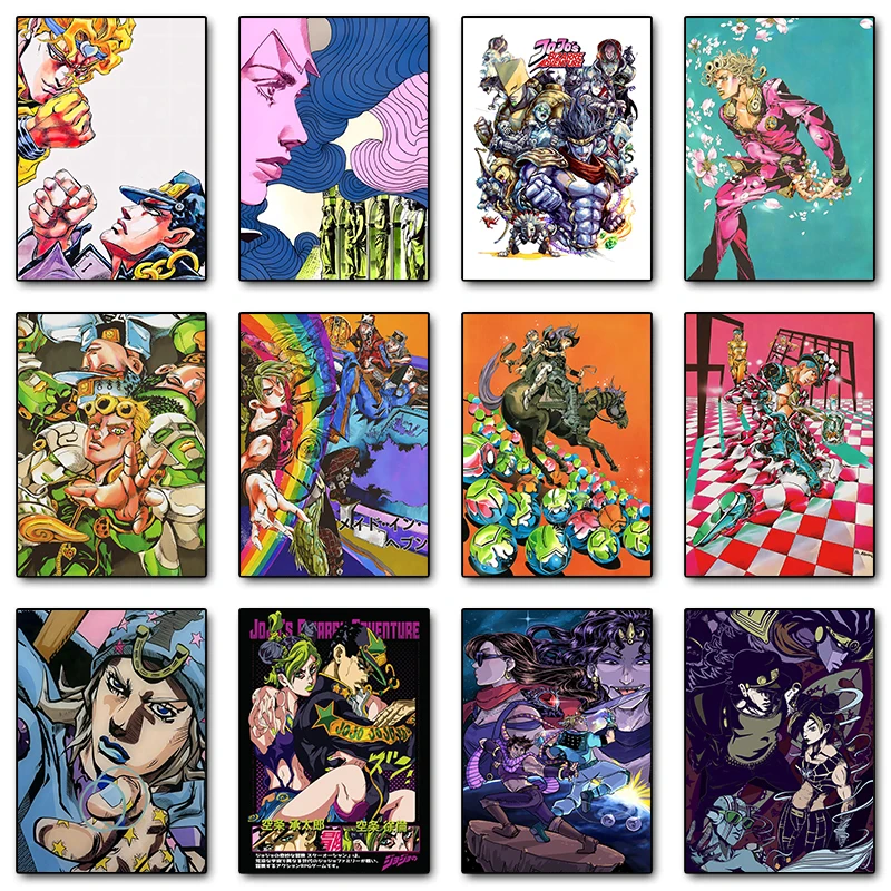 الكلاسيكية اليابانية الهزلية جوجو مغامرة غريبة الملصقات يطبع قماش الطباعة جدار صورة فنية لغرفة المعيشة ديكور المنزل هدية