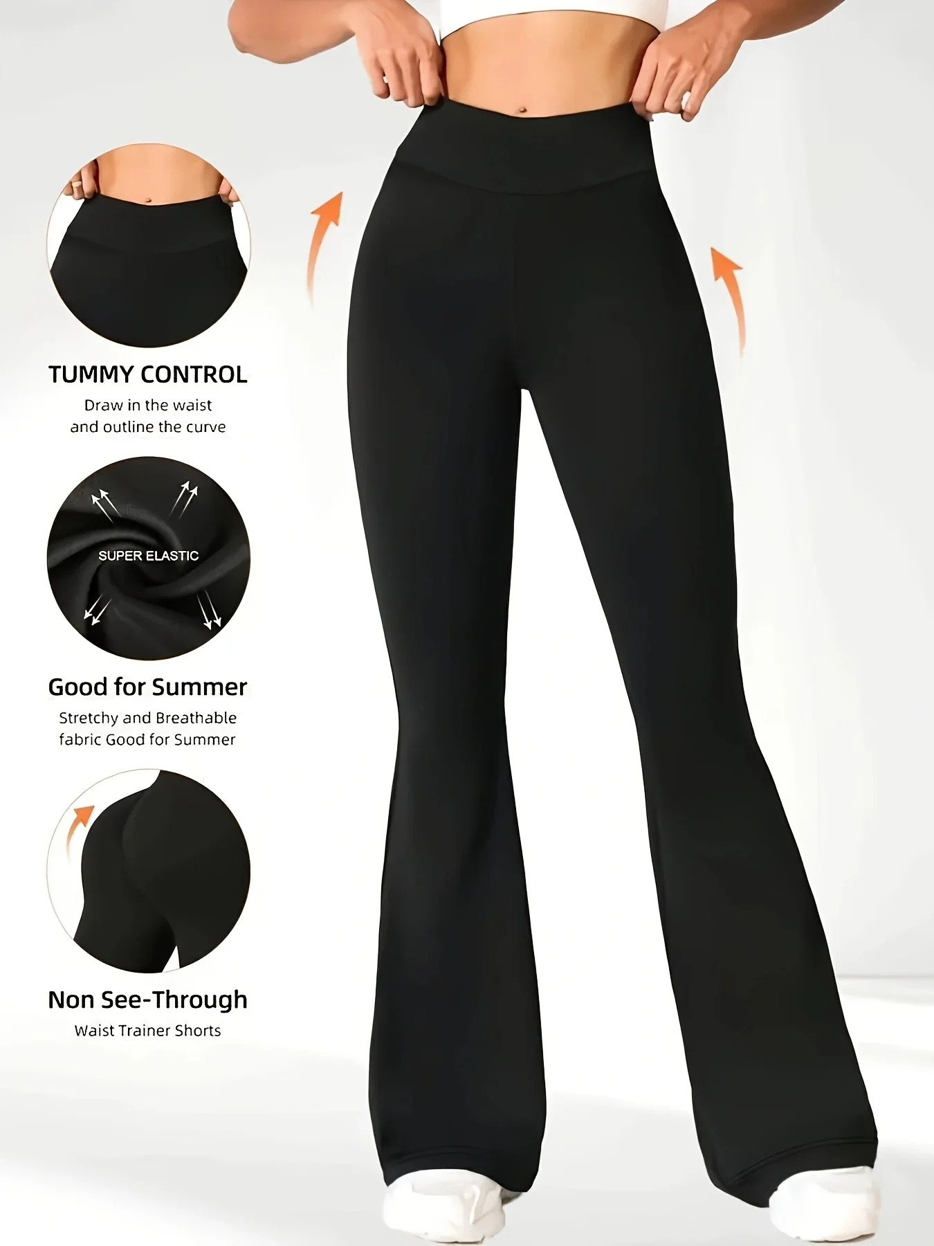 High-waisted Flared Yoga-Style Wide-leg Pants - American Retro Fitted Sports Pants - Tummy-reducing and Hip-enhancing Base Pants
