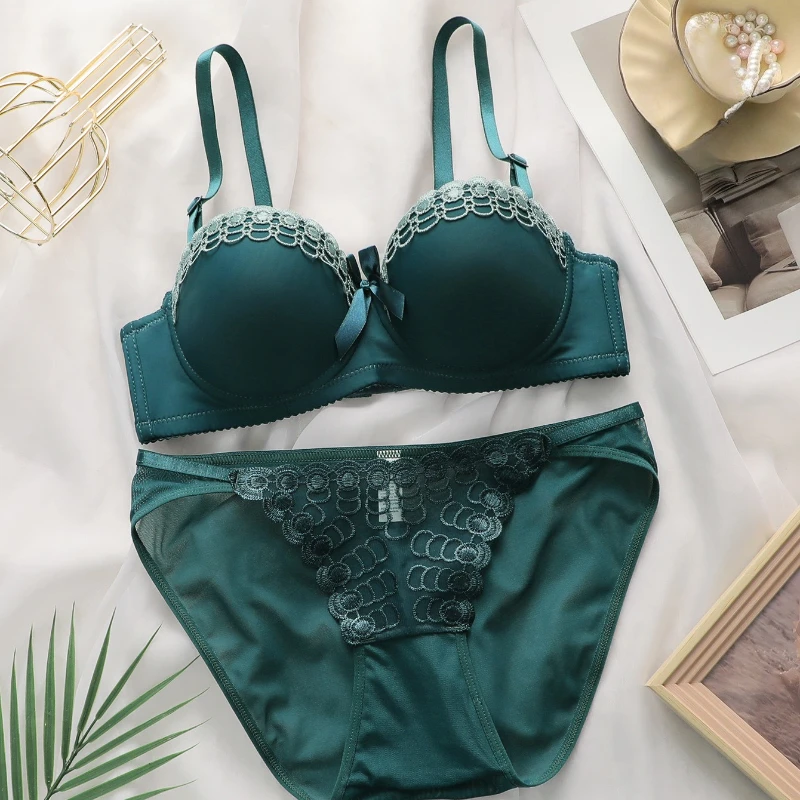 Conjunto de sujetador para mujer, traje de moda con bordado de mariposa, traje de encaje antideslizante para mujer, ropa interior cómoda ultrafina Sexy