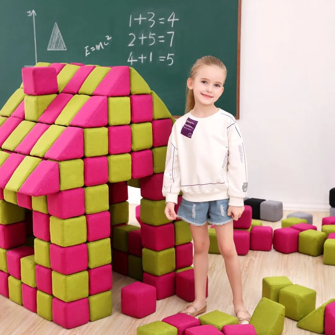2026 Premium Magnetic Fabric Building Blocks Montessori Teaching Aids OEM ODM Factory Wholesale 200 Block Package