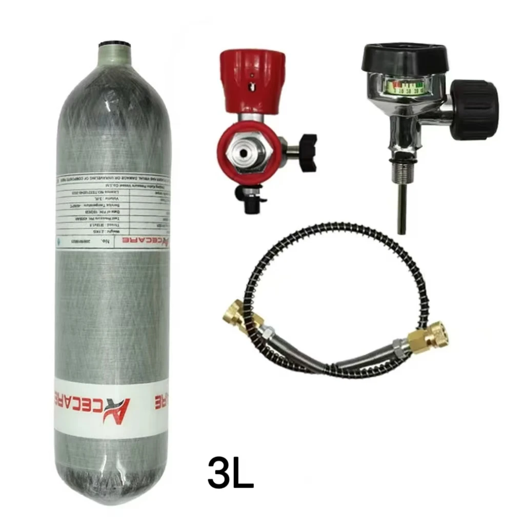 ACECARE 4500psi 300Bar 3L Carbon Fiber Cylinder High Pressure Filling Station Tank Regulator Scuba Diving Thread M18*1.5