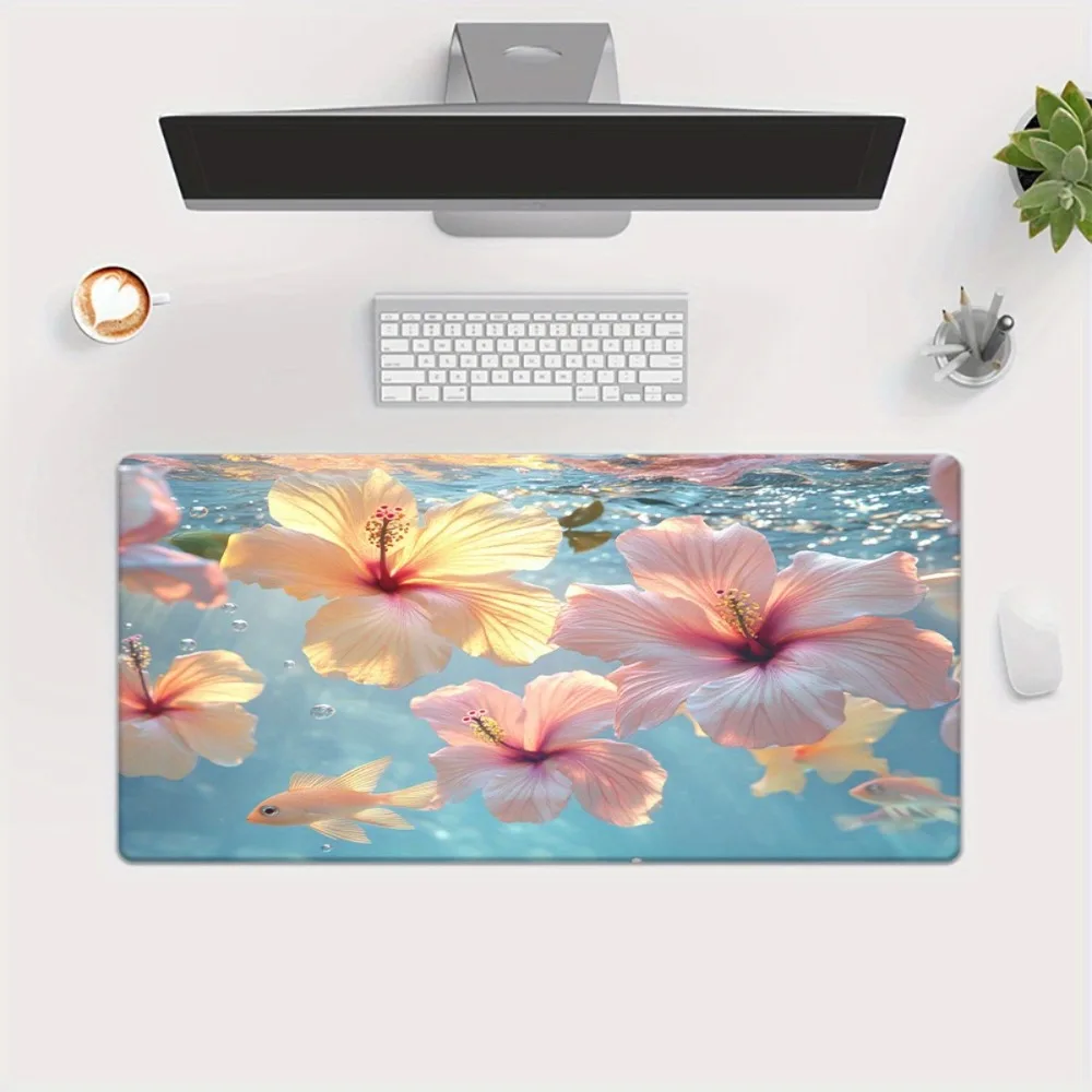 

Anti-slip base mouse pad - Blue background with pink flower pattern alfombrillas gaming decoração setup gamer tapis de souris