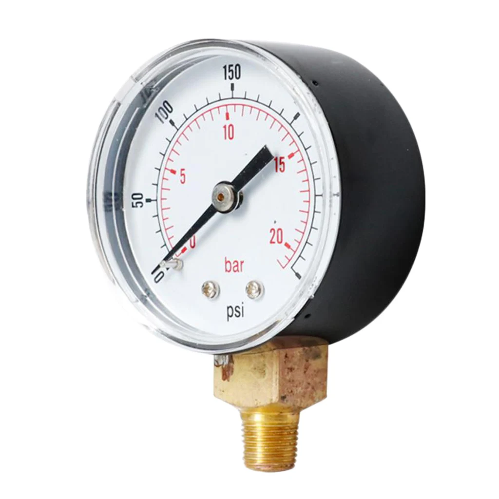 Air Water Pressure Gauge 1/4 BSP Manometer Y504 0-300psi Center Back Mount