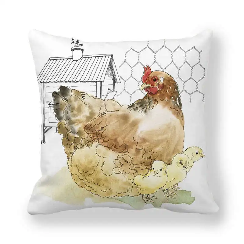 Chicken Breast Rooster Print Cushion Cover Farmhouse Home Decor Pillowcases