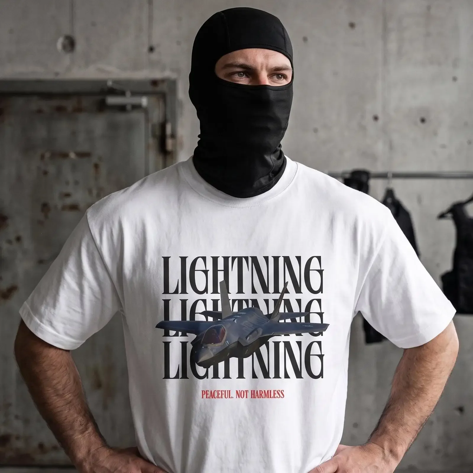 F 35 Lightning Fighter Jet T Shirt Peaceful Not Harmless Streetwear vintage Washed homme Breathable Slightly Stylish Unisex