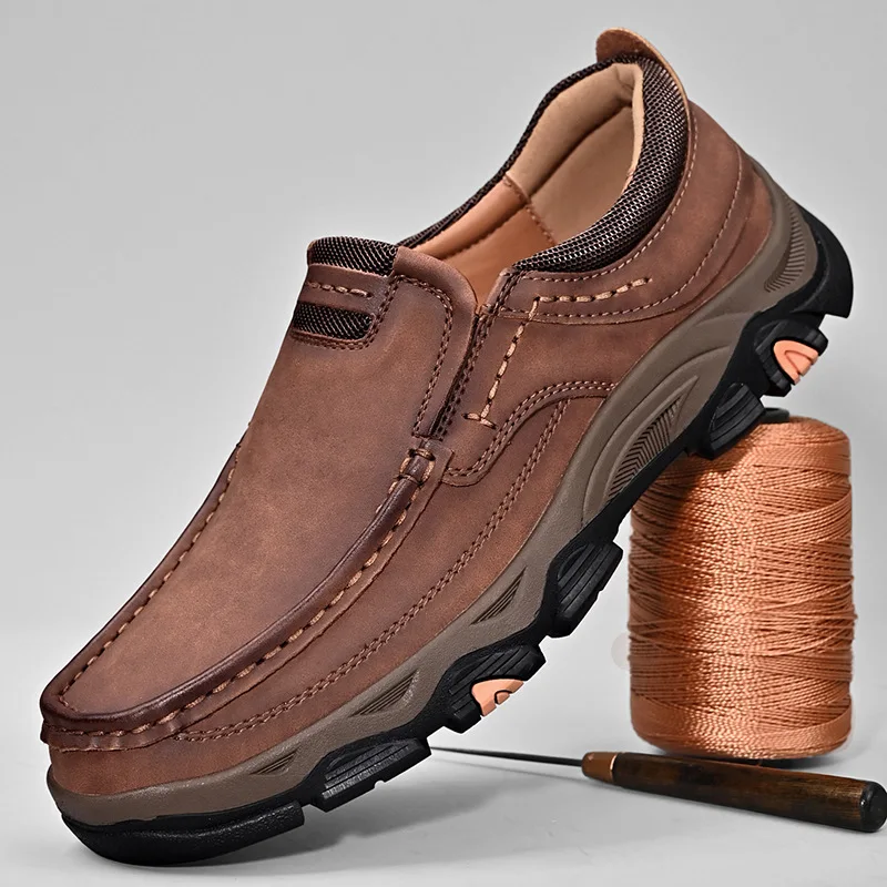 2024New Slip-on Leather Casual Shoes Stylish Loafers Men