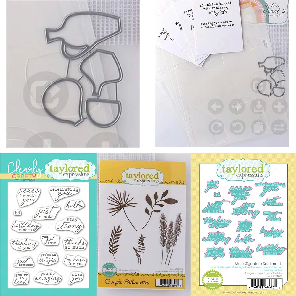 

2023 in the Abstract 2 Cardmaking Kit Metal Cutting Dies Layering Stencils New Diy More Signature Sentiments Silicone Stamps Set