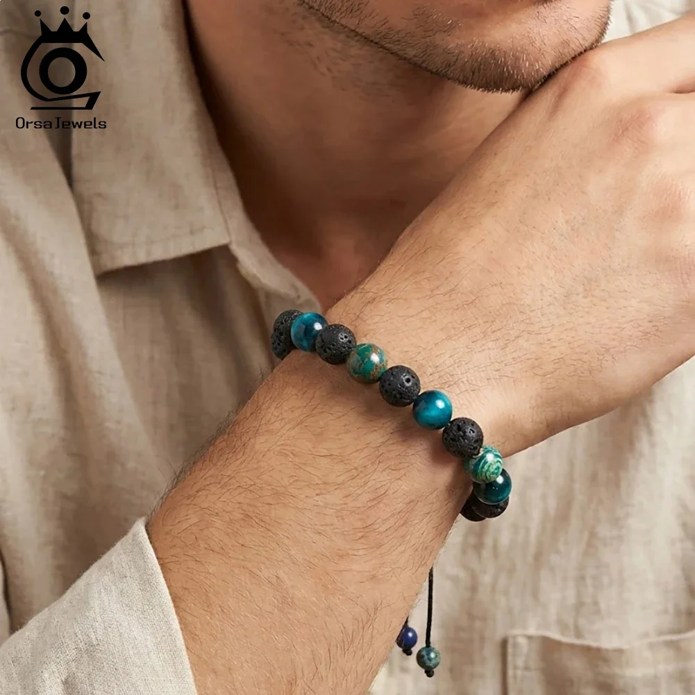 

ORSA JEWELS S925 5A Natural Blue Tiger Eye Bracelets Chain Health Protection Handmade Gemstone Reiki Spiritual Jewelry GMB79