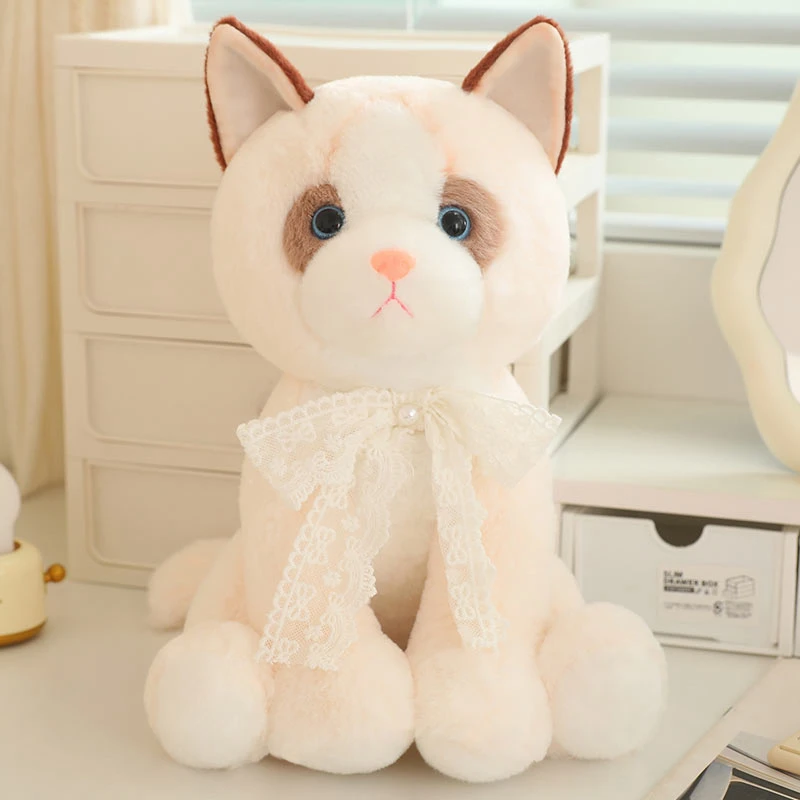 Cute Simulation Ragdoll Cat Plush Toys Soft Stuffed White Kitten Model Fake Cat Realist Animals Kids Girls Valentine'S Day Gift