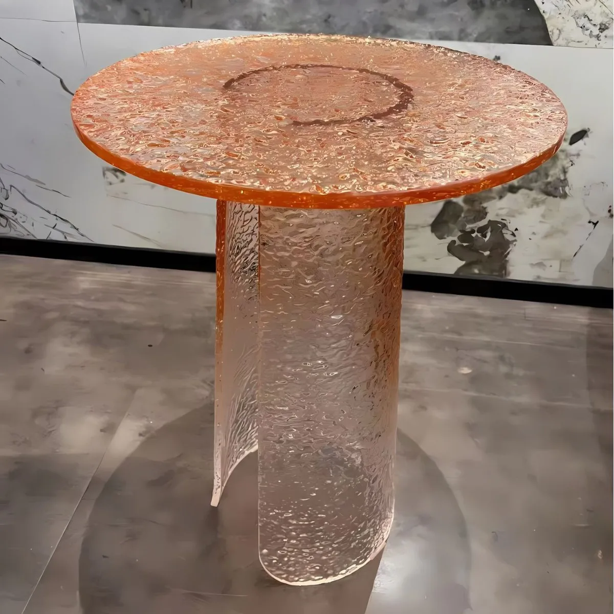 Small special-shaped acrylic, colorful coffee table, colorful transparent round table, modern simple living room,